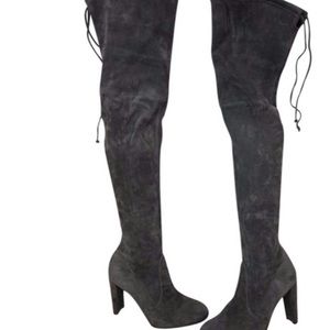 Stuart Weitzman dark grey over the knee heel boots